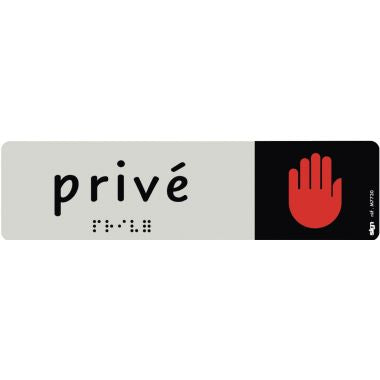 Plaque aluminium de signalisation avec texte en braille Privé" format 170 x 45 mm