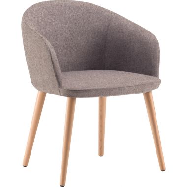 Fauteuil pieds bois Milos marron chiné