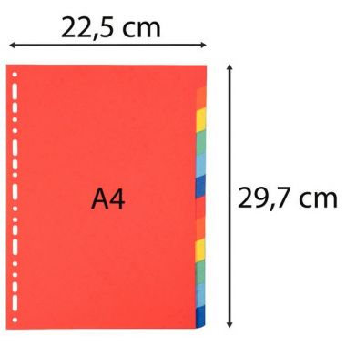 Jeu de 12 intercalaires en carte recyclée 220g, format A4