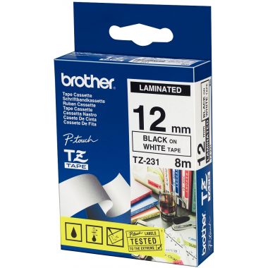 Recharge de ruban BROTHER TZE   noir et blanc 12 mm