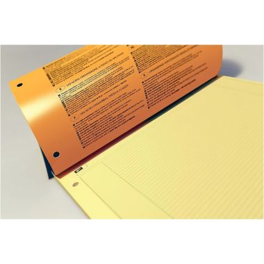 Bloc NOTEPAD 80 feuilles perforées, format A4+, ligné 6 mm, papier jaune