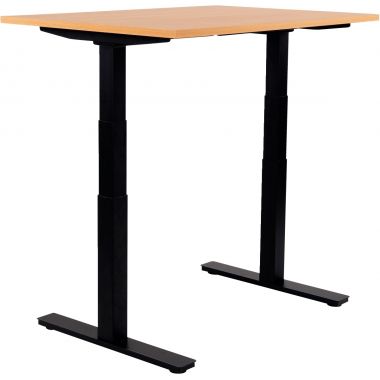 Bureau assis debout L120 cm Boost piètement Noir plateau Hêtre