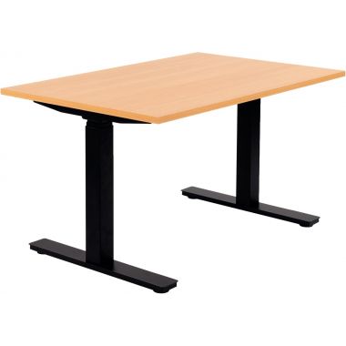 Bureau assis debout L120 cm Boost piètement Noir plateau Hêtre