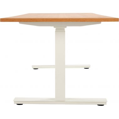 Bureau assis debout L120 cm Boost piètement Blanc plateau Chêne