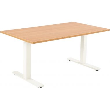 Bureau assis debout L160 cm Boost piètement Blanc plateau Chêne