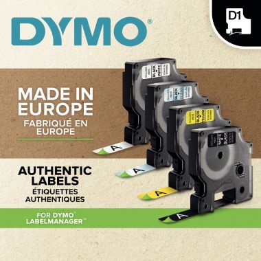 Recharge DYMO D1 12 mm x 7 m noir et jaune