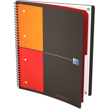 Cahier à reliure intégrale ACTIVEBOOK format A4+ quadrillé 5x5, 160 pages perforées