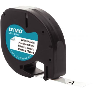 Dymo - Recharge pour Dymo Letratag plastique 12 mmx4 m noir sur blanc - S0721660