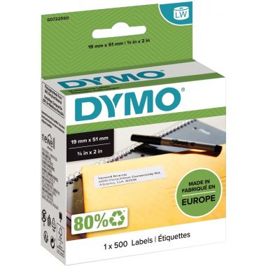 Dymo - Boite de 1 rouleau de 500 étiquettes 19 x 51 mm multi-usage adhésif semi-permanent - S0722550