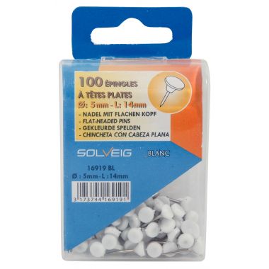 Boite de 100 épingles de signalisation 5mm blanc