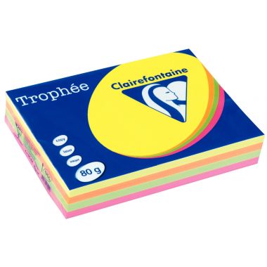 Ramette de 500 feuilles format A4 80g fluo assortis CLAIREFONTAINE TROPHEE