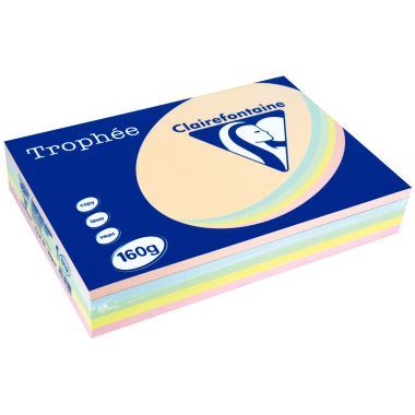 Paquet de 250 feuilles format A4 160g pastel assortis CLAIREFONTAINE TROPHEE