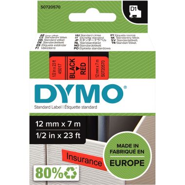 Recharge DYMO D1 12 mm x 7 m noir et rouge