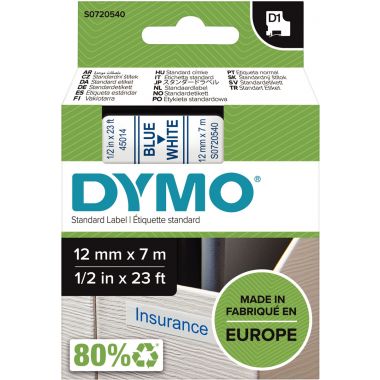 Recharge DYMO D1 12 mm x 7 m bleu et blanc