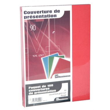 Paquet de 100 couvertures grain cuir 250g A4 rouge