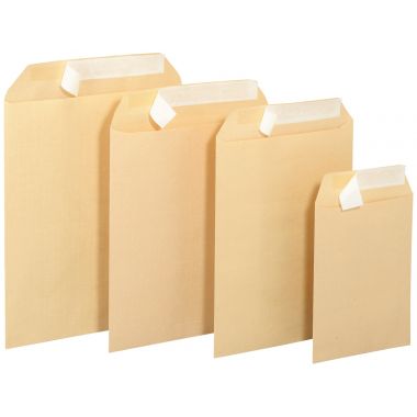 Boite de 250 pochettes kraft 260x330mm 120g bande siliconée