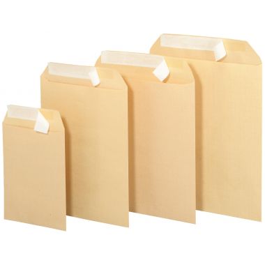 Boite de 250 pochettes kraft 229x324mm 90g autocollante