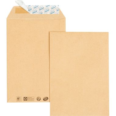 Boite de 500 pochettes kraft 162x229mm 90g bande siliconée