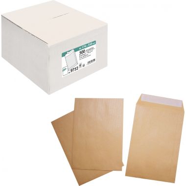 Boite de 500 pochettes kraft 176x250mm 90g bande siliconée