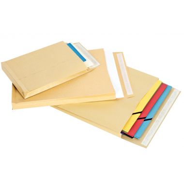 Paquet de 50 pochettes kraft 162x229mm 90g soufflet 30mm bande siliconée