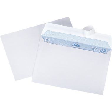 Boite de 500 enveloppes blanches 114x162mm 80g bande silliconée