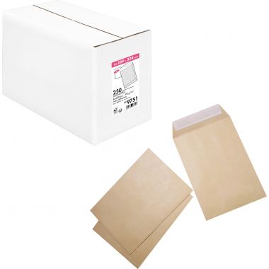 Boite de 250 pochettes kraft 229x324mm 90g bande siliconée