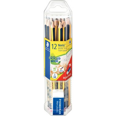 Étui de 12 crayons graphite Noris120 HB avec 1 mini gomme