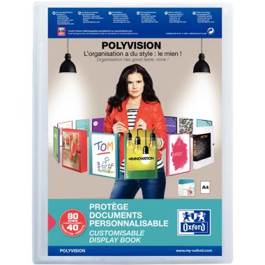 Protège-documents personnalisable POLYVISION 80 vues, incolore