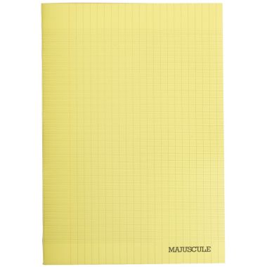 Piqûre 96 pages MAJUSCULE, format A4, papier blanc 90g, seyès, couverture polypropylène jaune