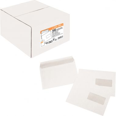 Boite de 500 enveloppes blanches 162x229mm 80g bande silliconnée fenêtre 45x100mm