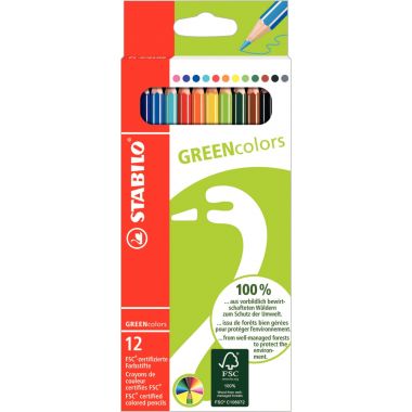 Étui de 12 crayons de couleur Greencolors assortis