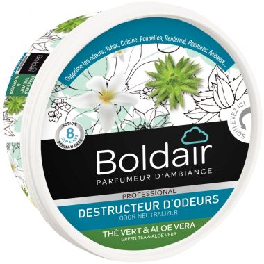 Boite gel destructeur d'odeurs BOLDAIR thé vert aloé vera