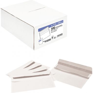 Boite de 500 enveloppes blanches 114x162mm 80g autocollante