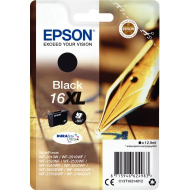 Epson STYLO PLUME / 16XL cartouche jet d'encre noire haute capacité authentique (T163140)