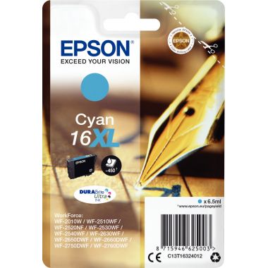 Epson STYLO PLUME / 16XL cartouche jet d'encre cyan haute capacité authentique (T163240)