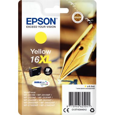 Epson STYLO PLUME / 16XL cartouche jet d'encre jaune haute capacité authentique (T163440)