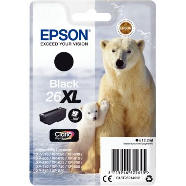 Epson OURS POLAIRE / 26XL cartouche jet d'encre noire haute capacité authentique (T262140)