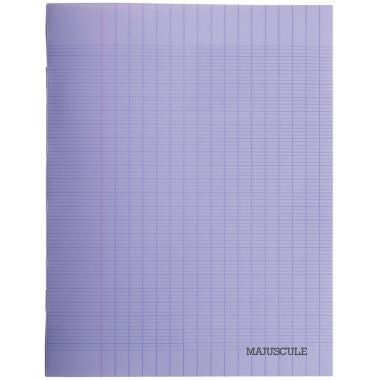 Piqûre 96 pages MAJUSCULE, format 24x32 cm, papier blanc 90g, seyès, couverture polypropylène violet