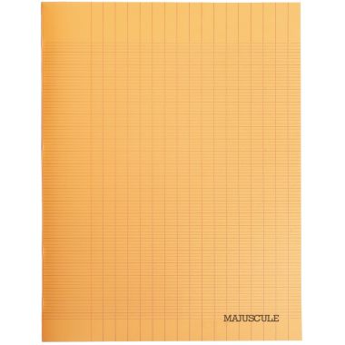 Piqûre 96 pages MAJUSCULE, format 24x32 cm, papier blanc 90g, seyès, couverture polypropylène orange