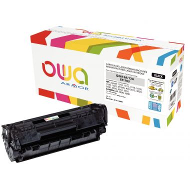 OWA Armor cartouche laser noire jumbo compatible HP 12A / CAN 703 (Q2612A / CAN 703)