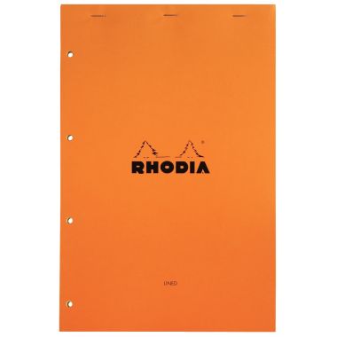 Bloc de bureau RHODIA 80 feuilles perforées, format A4+, ligné 7 mm, papier jaune 80g