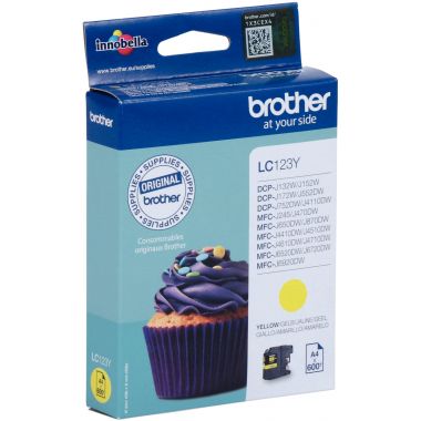 Brother CUPCAKE cartouche jet d'encre jaune authentique (LC123Y)