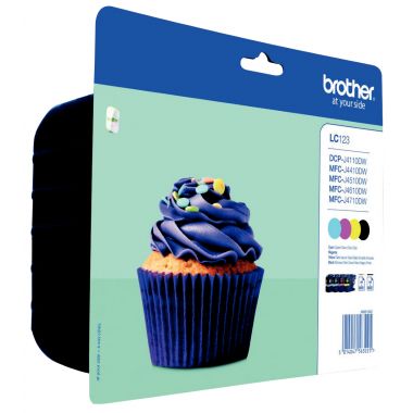 Brother CUPCAKE pack de 4 cartouches jet d'encre noire, cyan, magenta et jaune authentique (LC123VALBP)