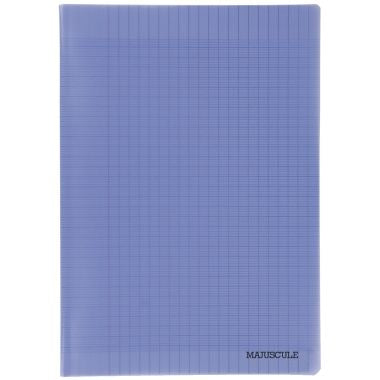 Piqûre 96 pages MAJUSCULE, format A4, papier blanc 90g, seyès, couverture polypropylène violet