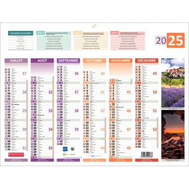 Calendrier semestriel 6 mois par face 4 saisons 32x42cm