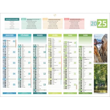 Calendrier semestriel 6 mois par face 4 saisons 32x42cm