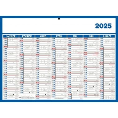 Calendrier semestriel 7 mois par face 29x39,5cm souple