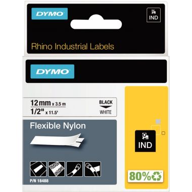 Recharge DYMO ruban flexible 12mm x 3,5m noir sur blanc