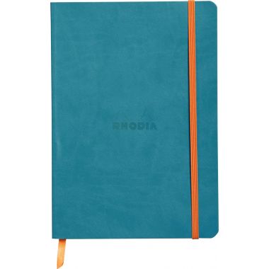 Carnet 160 pages RHODIARAMA format A5, ligné, couverture souple en simili cuir, bleu turquoise