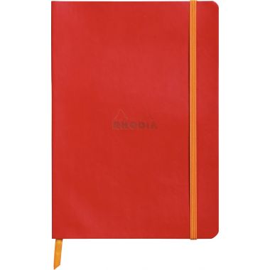 Carnet 160 pages RHODIARAMA format A5, ligné, couverture souple en simili cuir, rouge coquelicot